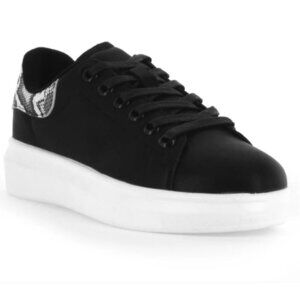 Seven7 Women’s Sneakers Black Low-Top Snakeskin Accent Various‎ Sizes